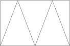 Two large white triangles point upward against a black background, with smaller black triangles above each white triangle.